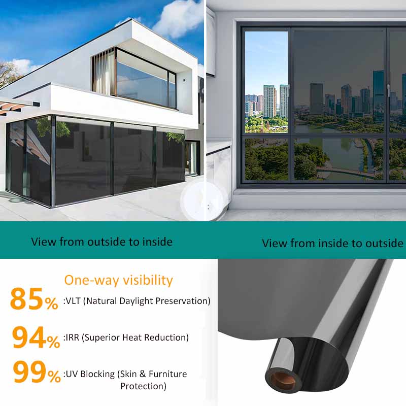 Теплоизоляционная пленка для окон, антибликовая односторонняя зеркальная пленка, солнцезащитная пленка для окон магазинов, блокирующая ультрафиолетовое излучение