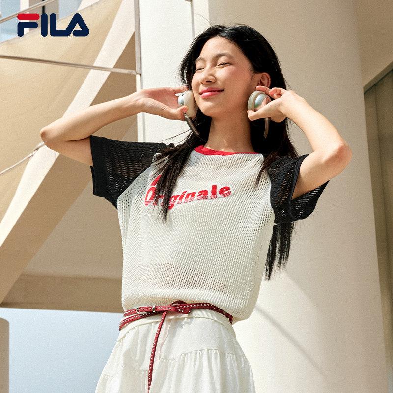 Fila Оригинальный удобный вязаный топ с коротким рукавом Женские топы F11W639401FWT