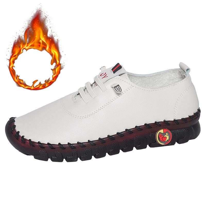 Модные женские вулканизированные туфли из искусственной кожи, повседневная обувь, сшитая вручную, удобная мягкая обувь, женская осенняя новая повседневная обувь, большой размер 45