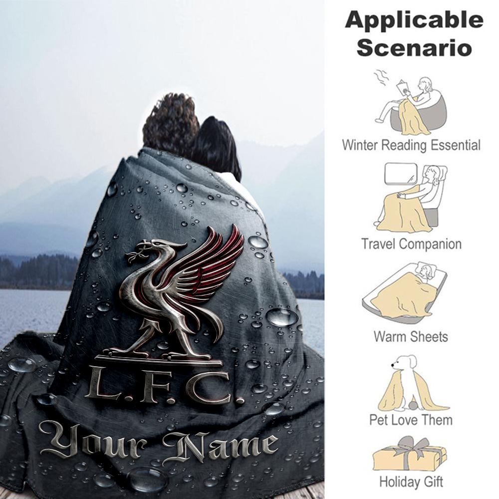 Liverpool Fc Personalized Name Blanket Cozy Customizable Blanket Warmthful Decor Perfect For Livingroom Couch Living Room Chair Four Seasons Universal