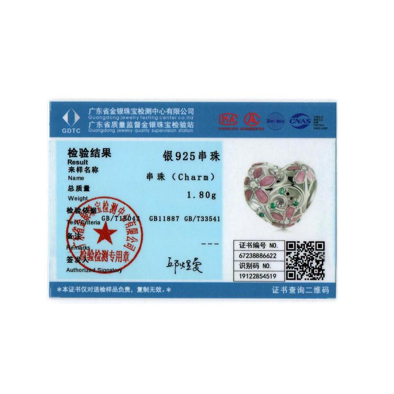 Bamoer 925 пробы серебро ослепительный циркон розовый цветок подвески божья коровка бусины для женщин браслет и ожерелье DIY ювелирные изделия