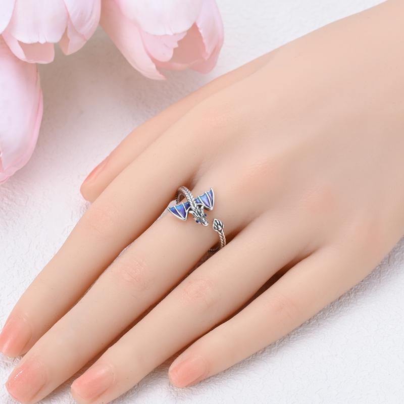 Original Rings 925 Silver Simple Sparkling Heart Bow Dragon Firefly Star Moon Ring for Women Girls Wedding Jewelry Gift
