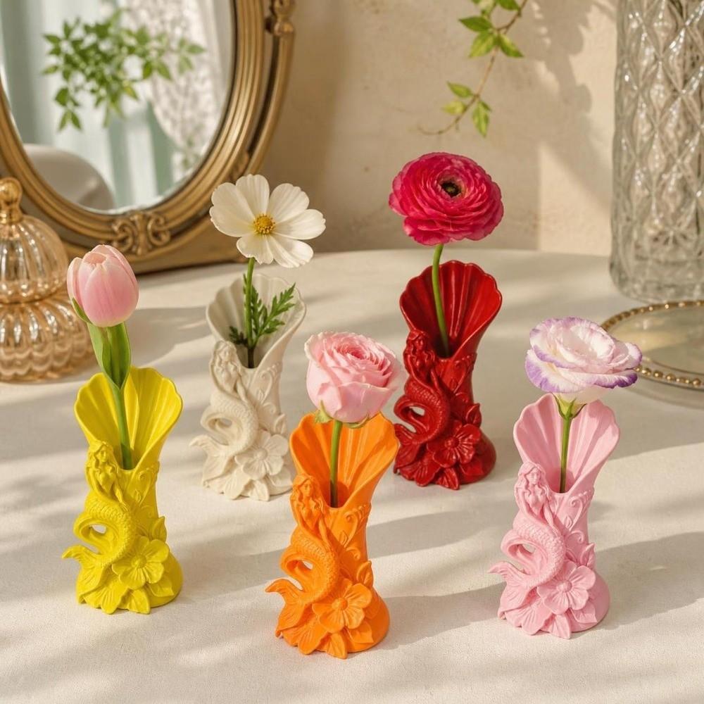 Minimalist Mermaid Shell Vase 3D Printing Mermaid Sculpture Desktop Decorative Vase Gift