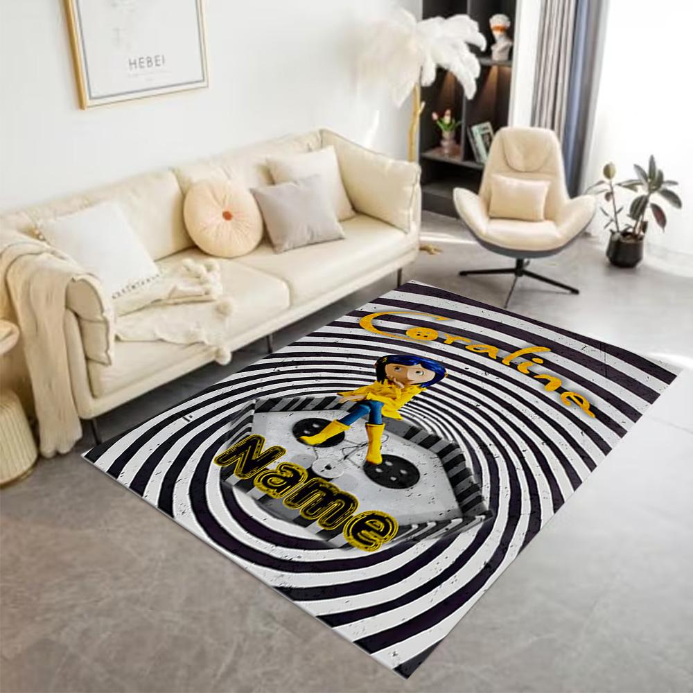 Coraline Spiral Customize Your Name Floor Mat Suitable for Study room Balcony Dormitory Living Rooms Anti-slip Rug Office home decor