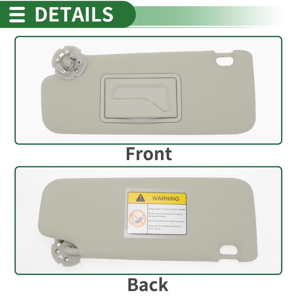 Motoforti Левый солнцезащитный козырек со стороны водителя с зеркалом, пластиковый, серый, для Chevrolet Cruze 2011-2016, номер детали 95034253