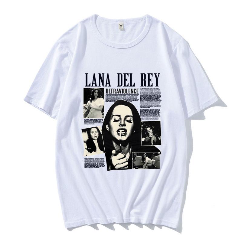 Lana Del Rey Printed Short Sleeve Unisex Cotton T-Shirt - Soft, Loose, Casual, Round Neck for Spring/Summer.