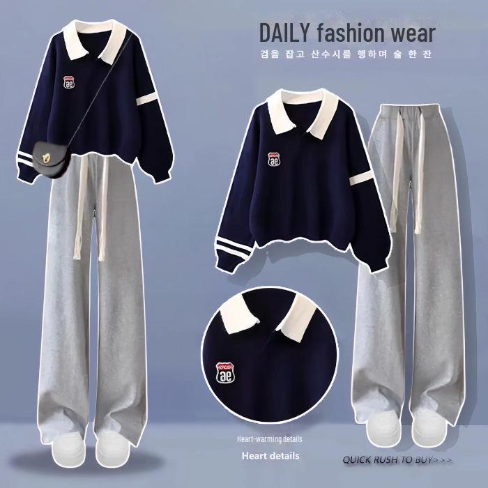 Комплект свитеров для девочек в корейском стиле на весну и осень: Однотонный топ с длинными рукавами и комплект из двух частей для детей, коллекция 2024 г.