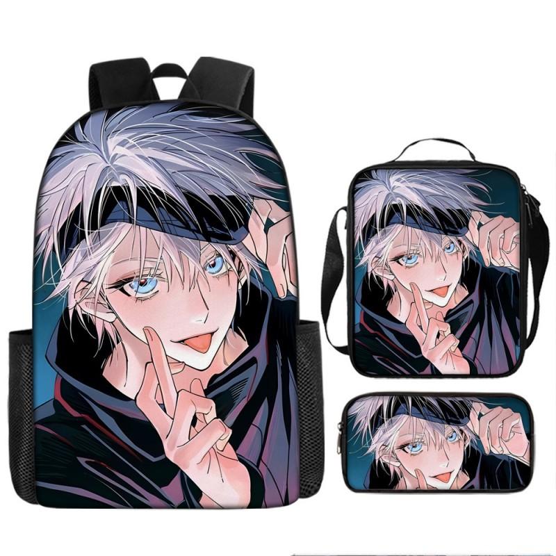 Jujutsu Kaisen Anime School Backpack Kids Teens Lightweight Oxford Fabric Dual-Strap Bag With Padded Back Support