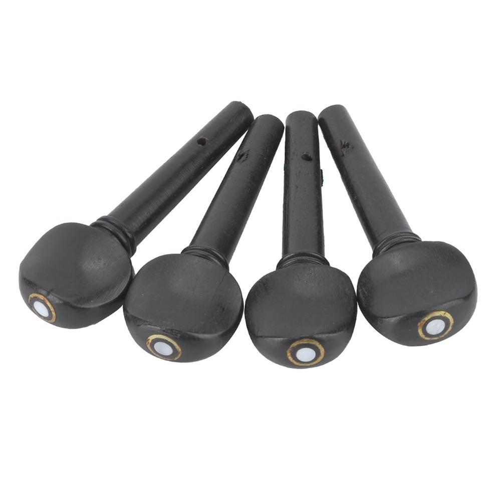 4PCS Ebony Material Violin Tuning Pegs Black Color Violin Replacement Pegs For 1/2 1/4 1/8 Violin