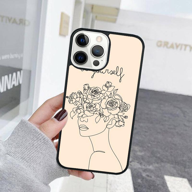Цветочная Девочка Рисунок Линией Чехол для Телефона Для iPhone 17 Air 15 16 Чехол 11 13 14 Pro Max 12 Plus Max Fundas