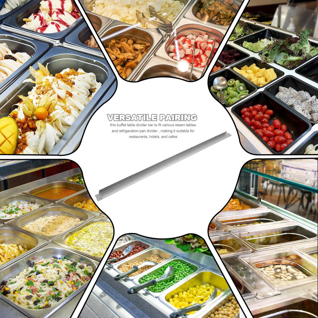 2Pcs Premium Stainless Steel Pan Divider Bars 7.09 Inch Robust Food Service Shelf Dividers Metal Divider Rods for Catering
