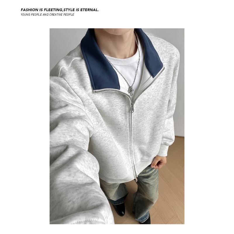 Plus Size Hong Kong Style Open Front Sweatshirt For Men