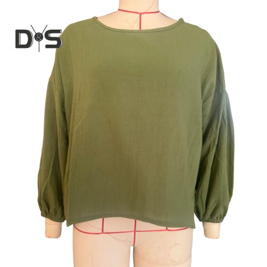 Женские топы с круглым вырезом, пышные, с длинным рукавом, однотонные, свободные, повседневные, блузки, универсальная повседневная одежда