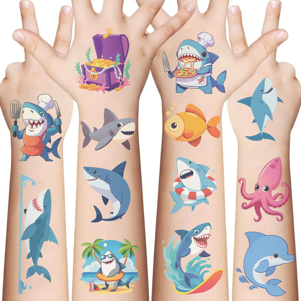 Hot Cartoon Shark Tattoo Stickers Waterproof Festival Party Party Children Disposable Tattoo Stickers