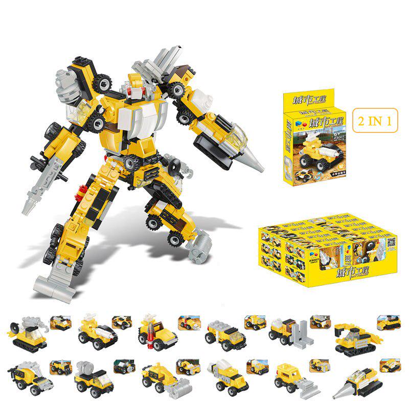 2020 Новый продукт 2 изменения 12 в 1 Городская инженерная сборка Автомобильная обучающая игрушка Diy Fighting Сменный пластиковый робот-робот Игрушка на день рождения