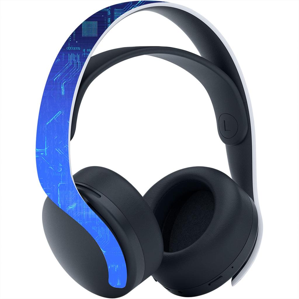 PlayVital Персонализированные наклейки для консоли PS5 (дисковая версия), контроллера PS5, зарядной станции, гарнитуры и пульта Media Remote [Графика "Синий свет"]