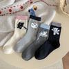 Female Autumn New Cute Cartoon Flocked Animal Matching Color Boneless Pile Socks