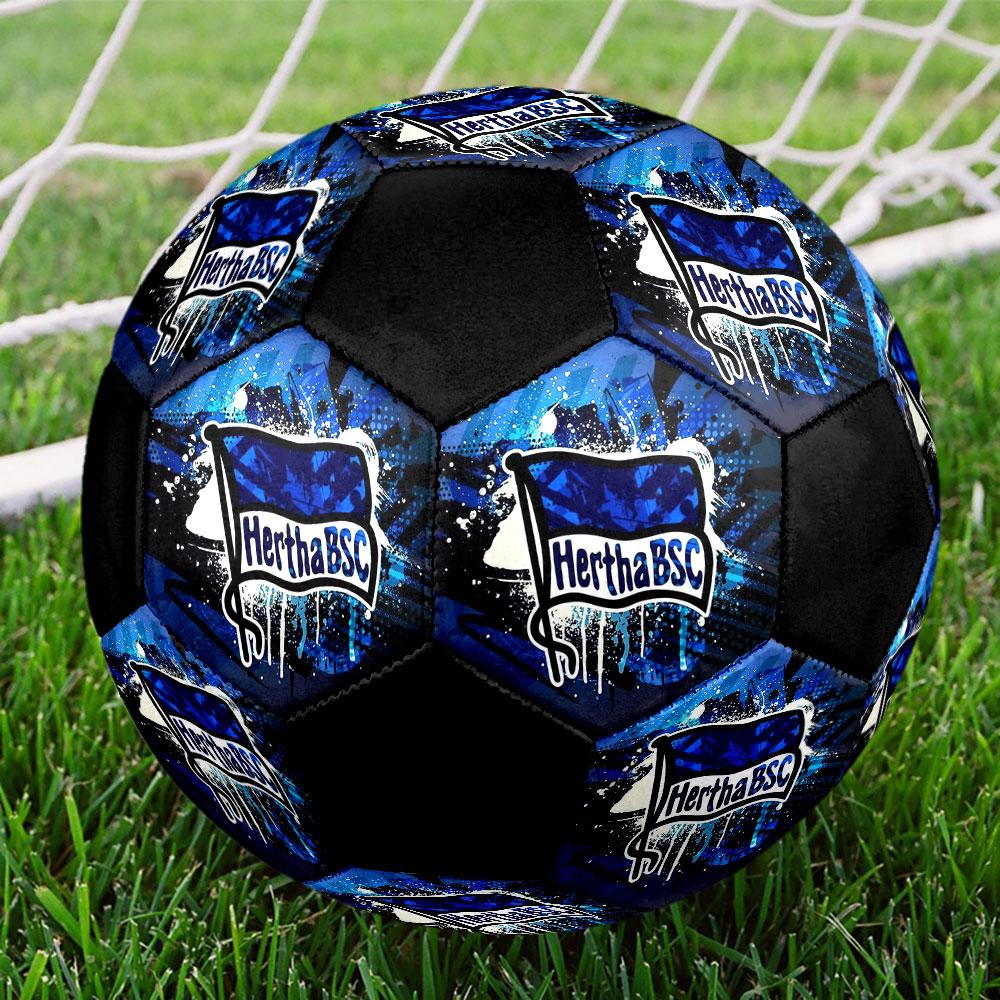 Футбольный клуб Hertha BSCМяч для футбола, размер 5, для зала, разноцветный, с машинной строчкой, ПВХ, готов к соревнованиям, прочный, с высоким отскоком