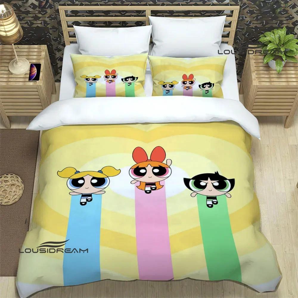3D Мультяшные комплекты постельного белья P-Powerpuff-Girls изысканный набор постельных принадлежностей пододеяльник набор одеяло комплект постельного белья роскошный подарок на день рождения
