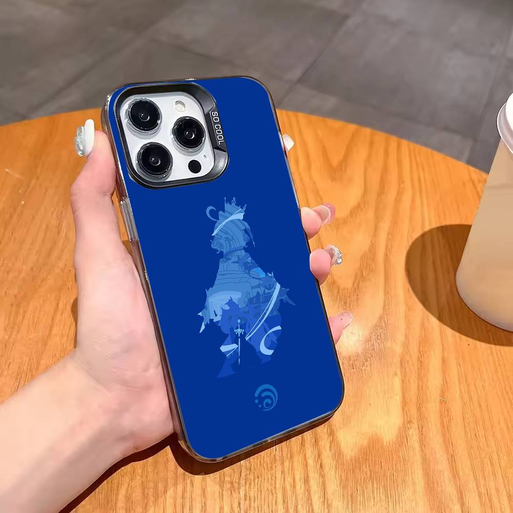 Чехол для телефона Furina G-Genshin Impact Для iPhone17 16 15 14 13 12 Pro Max Серый Черный Матовый Лазерный Металлик Аврора Funda