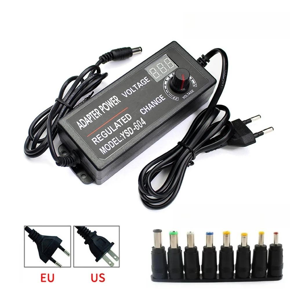 AC Adjustable Power Adapter DC 3V-12V 10A Universal Adapter With Display Screen DC Connector For 2835 5050 LED Strip EU US Plug
