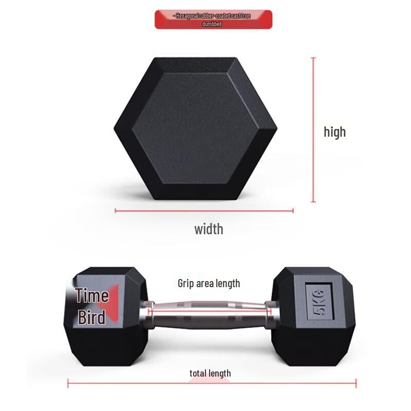 Shi Niao Hexagonal Cast Iron Dipped Dumbbells