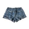 Рваные джинсовые шорты для женщин, средняя талия, подвернутые манжеты, эластичные джинсовые шорты, лето