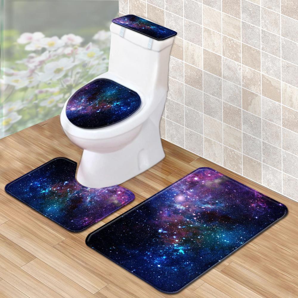 Star Bathroom Shower Curtain Floor Mat Household Toilet Three-Piece Set Suction Pad Water Tank Cover Cover