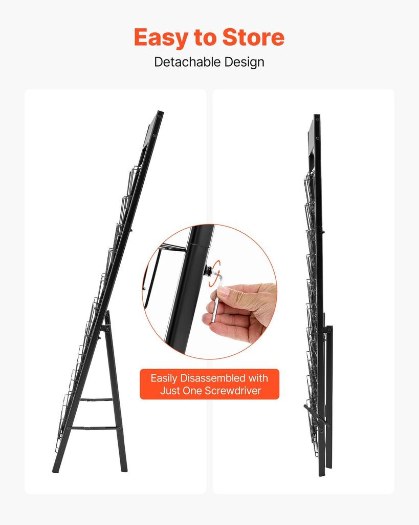 Brochure Display Rack, 20 Pockets Magazine Literature Display Stand, Portable Floor Standing Magazine Rack, Metal Newspaper Catalog Holders for Shop,