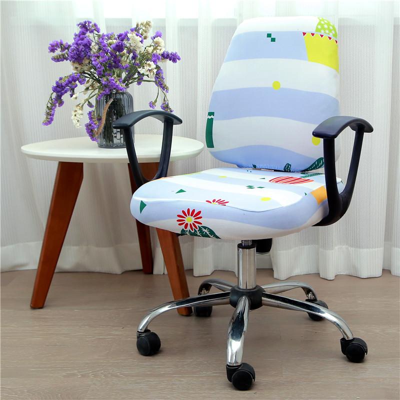 Printed Stretch Split Seat Cover Universal Computer Sectional Chair Covers Home Decor Rotating Lift Office Chair Protectors