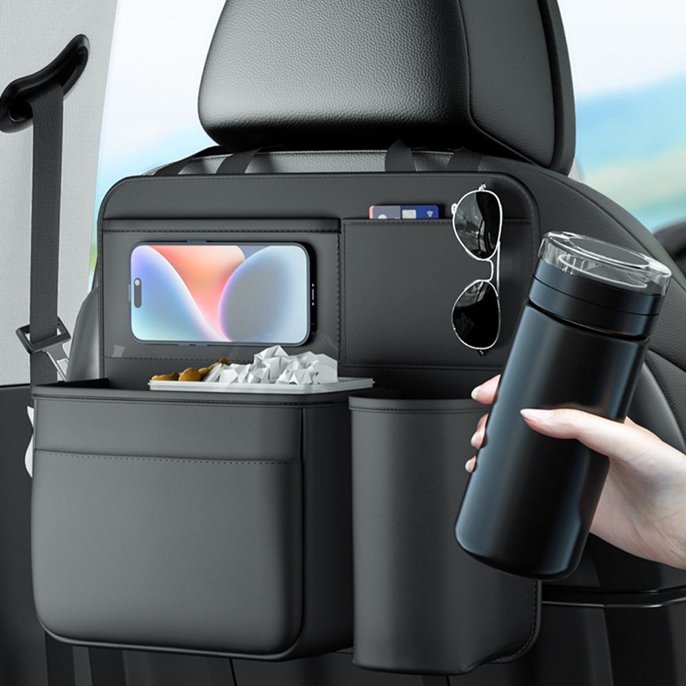 Многофункциональный ящик для хранения вещей, карман для хранения вещей, искусственная кожа, спинка сиденья автомобиля, органайзер для хранения вещей, сумка с подстаканником, мусорное ведро