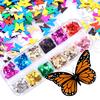 Puntos Nail Art Manicure Decor 12 Grids Mirror Glitter Aluminum Foil Butterfly Sequins