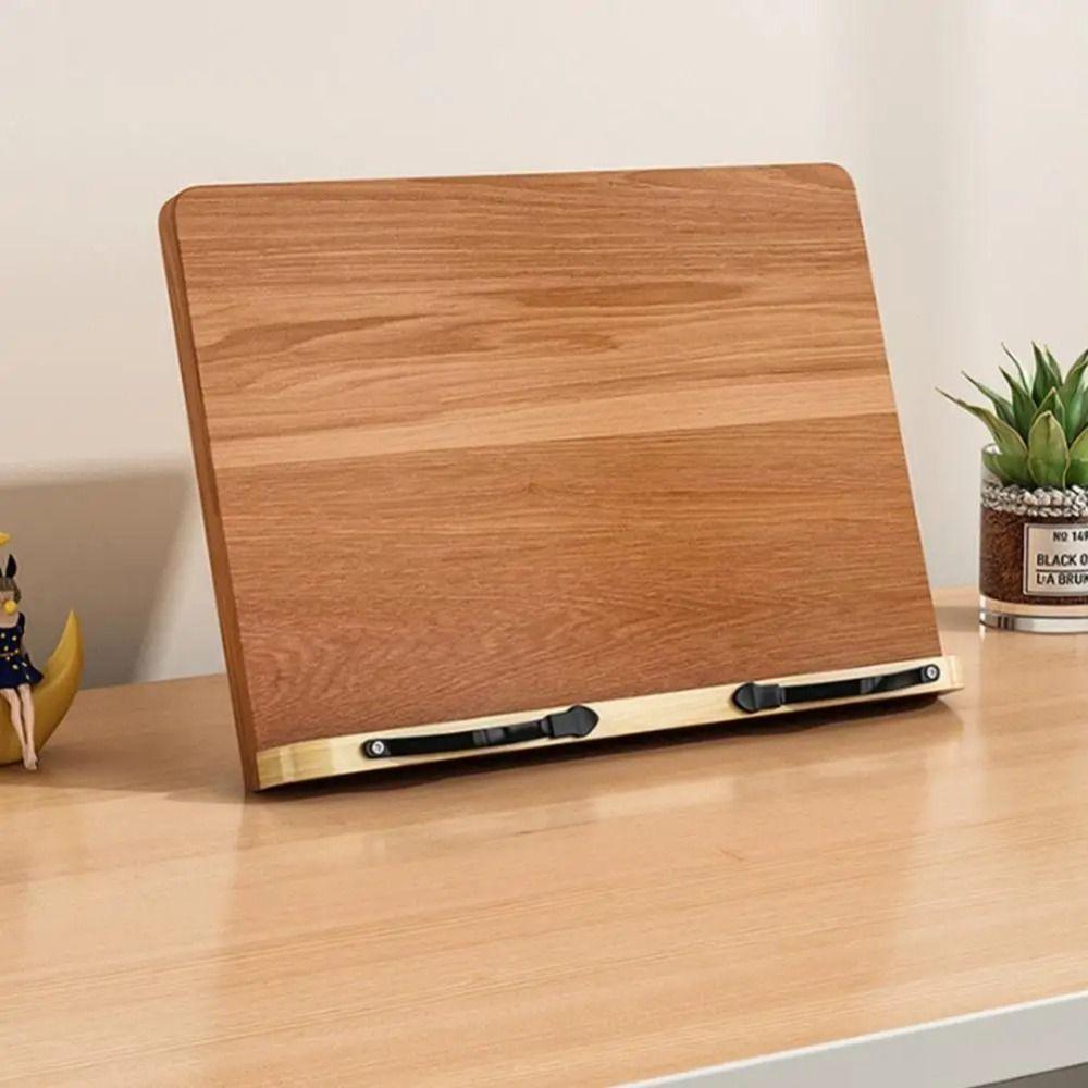 Adjustable Angle Book Holder Tray Foldable Cookbook Bracket Wooden Reading Stand Note-taking