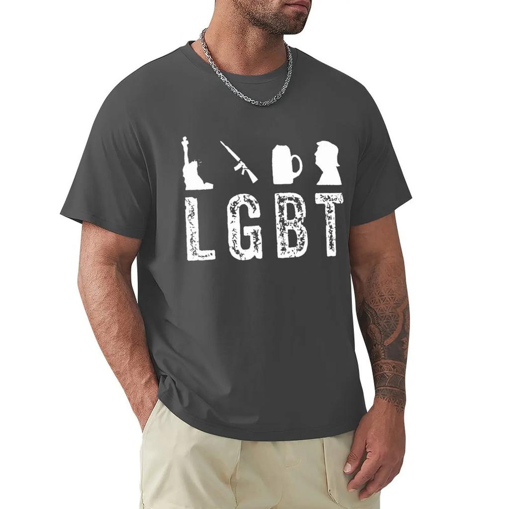 LGBT Liberty Guns Beer Trump Funny Inspired T Shirt Harajuku Short Sleeve T-shirt 100% Cotton Graphics Tshirt Tops