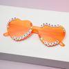 Letter peach heart frameless sunglasses adult integrated diamond-encrusted glasses jelly love sunglasses