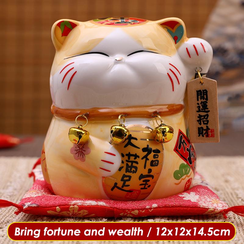 5,7-дюймовая фигурка персидской кошки, керамическая кошка, приносящая удачу, манеки-нэко, украшение, копилка, монетница, настольная подарочная фигурка