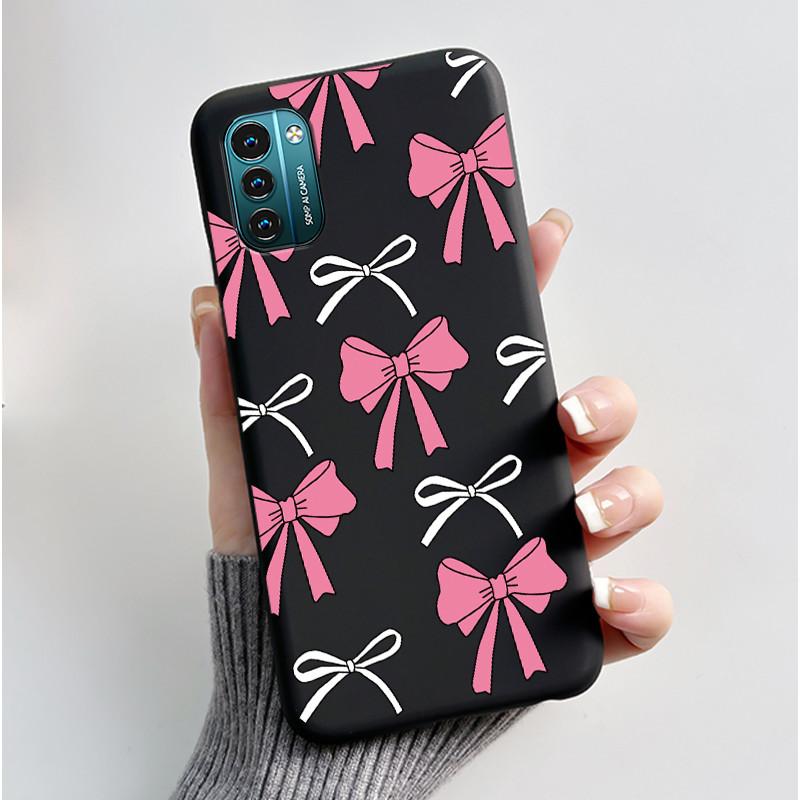 Чехол для Nokia G21 G11 Plus Милый Мультяшный Кролик с Сердечком Черный Мягкий Чехол из ТПУ Силикона Для NokiaG21 G 11 G11Plus Бампер Чехол для Телефона