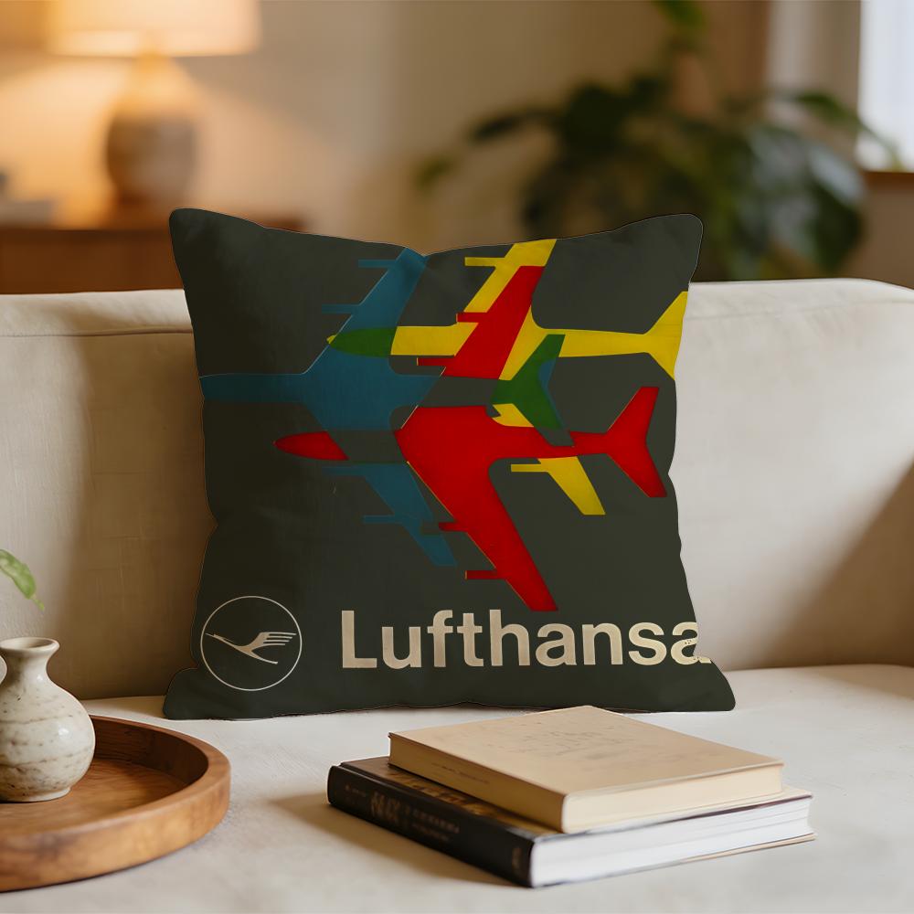 LLufthansa German Airlines Cushion Cover Short plush pillowcase for bed sofa carwashable