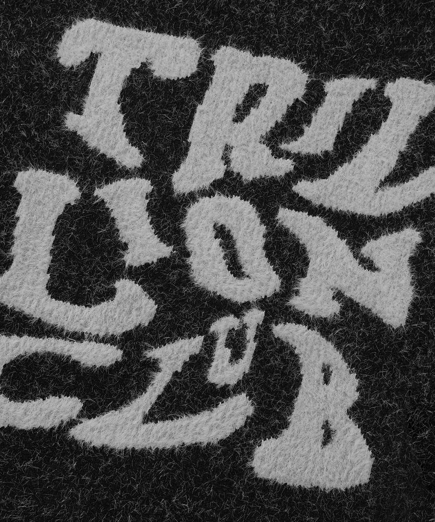 TRILLION Hairy Graphic Logo Oversized Jacquard Knit (Black)