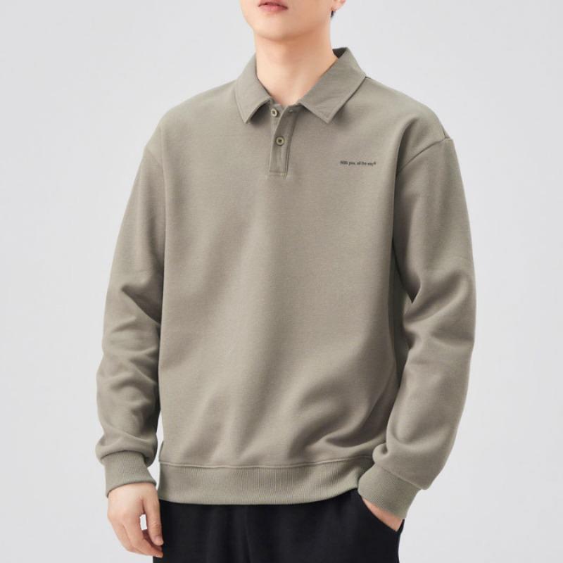 Men S Fleece Thick Polo Shirt Loose Fit Turn Down Collar