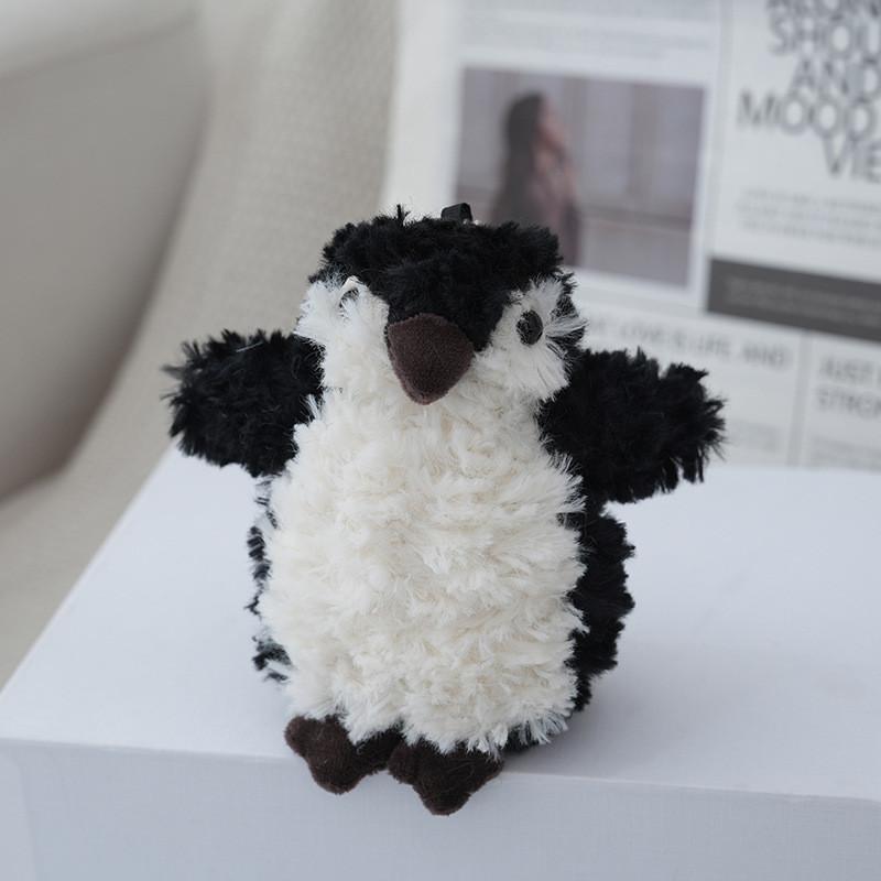 Cute Penguin Keychain Plush Toy Cartoon Style 13cm Grey Bead Chain For Decoration