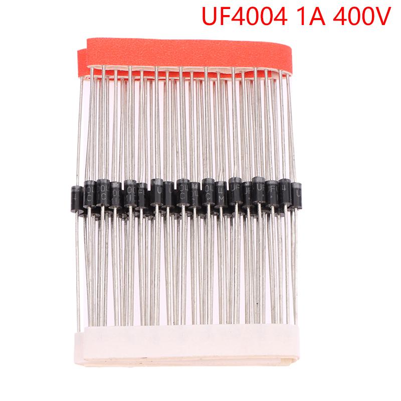 50 шт. выпрямительных диодов Шоттки Uf4004 Uf4007 1A 400 В 1000 В сверхбыстрый выпрямительный диод Do-41