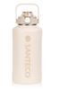 SANTECO Vacuum Insulated Water Large Keeps Cold or Includes Compatible with Direct Drinking Sports Stylish Wide Stainless Beige Bottle, Capacity,