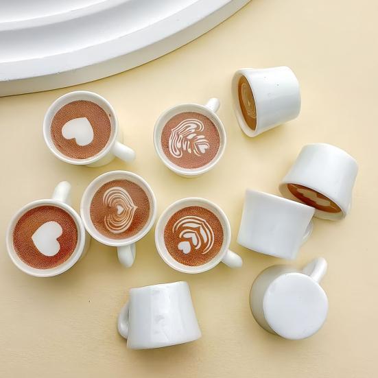 40Pcs Mini Resin Coffee Cups Statues Vivid Appearance Micro Landscape Ornament DIY Crafts Lightweight Dollhouse Decor