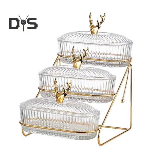 3-уровневый поднос для сухофруктов с подставкой для орехов, стильная крышка из лося, прочная пластиковая железная рама, фруктовая тарелка, модный скандинавский поднос для закусок, фруктов, конфет, орехов