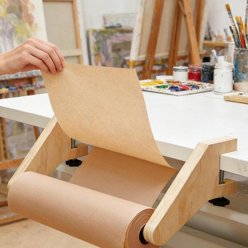 Wooden Craft Paper Roll Holder Dispenser Tabletop Easel Wrapping Paper Dispenser Coloring Easel Paper Bracket Drawing accessory
