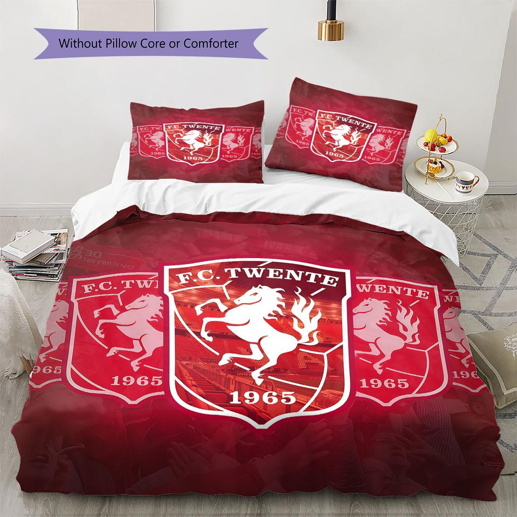 FC Twente Enschede Pattern Bedding Home Decoration Birthday Gift ( 1 duvet cover + 2 pillowcase, without core),fan merchandise.