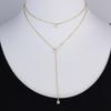 2025 Lady Y Lariat Necklaces Gold Plated 5A Water Drop Cubic Zirconia Pendant Choker Double Layer Female Jewelry Brass Material