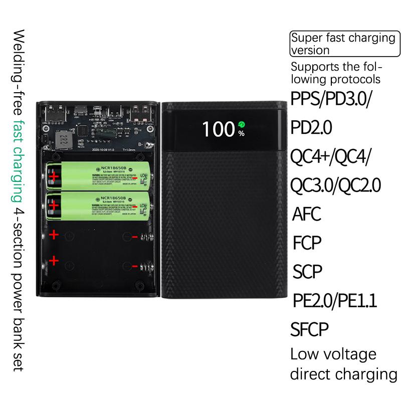 Diy Power Shell For Ip Xiaomi 4*18650 Power Bank Case External 15000Mah Battery Charge Storage Box Shell Without Battery