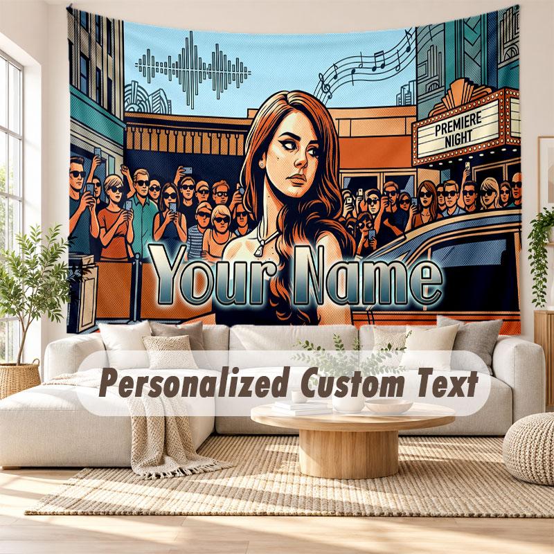 Custom Name Wall Hanging Tapestry,Lana Del Rey Decorative Backdrop Tapestry For Dorm Home